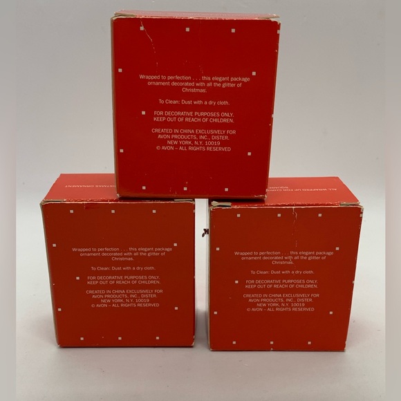 Vintage AVON Set of 3 All Wrapped Up For Christmas Ornaments & Original Boxes - Picture 6 of 7